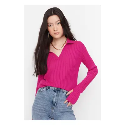 Trendyol Fuchsia Polo Neck Pletený svetr