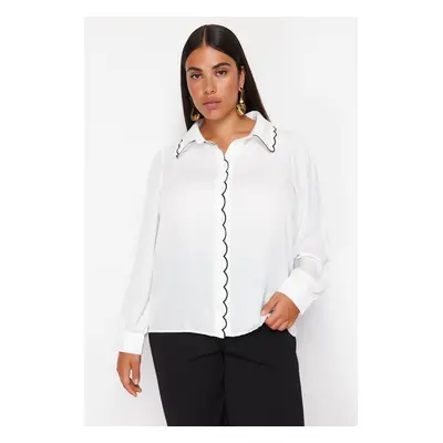 Trendyol Curve White Embroidery Detailed Woven Shirt