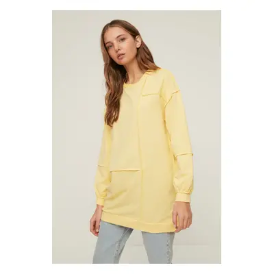 Trendyol Yellow Oversize Ribbed Detail Knitted Sweatshirt