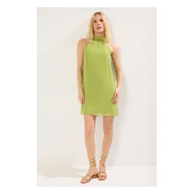 Trendyol Oil Green Plain Mini Woven Dress