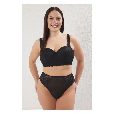 Trendyol Curve Black Openwork Plus Size Underwear Set