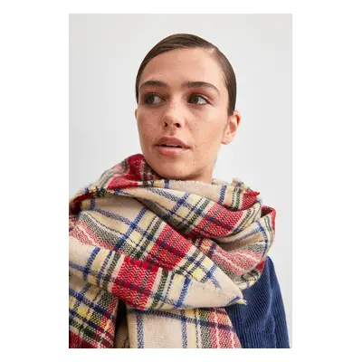 Trendyol Women's Multicolored Checkered, Soft Textured Scarf