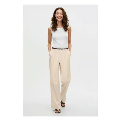 Trendyol Balloon Pattern Cotton Woven Trousers with Mink Belt