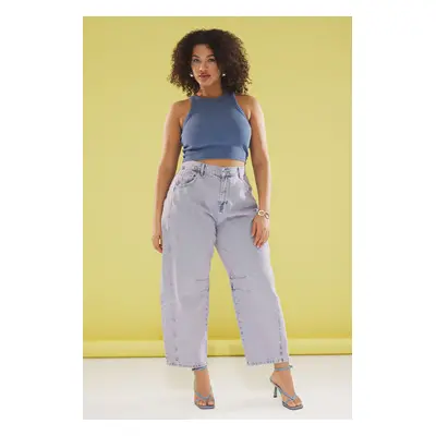 Trendyol Curve Light Blue High Waist Bagyy Fit Plus Size Jeans