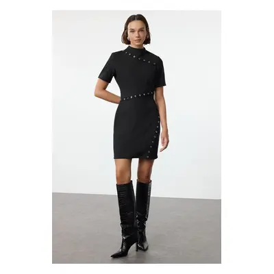 Trendyol Black Eyelet Detailed Bodycon Mini Woven Dress