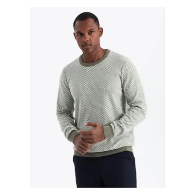 Ombre Knitted men's RELAXED FIT sweater with patterns - olive