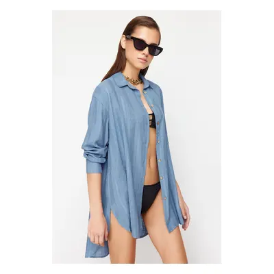 Trendyol Blue Woven Beach Shirt