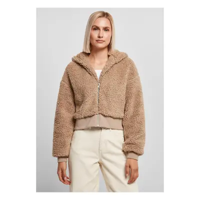 Dámská krátká oversized bunda Sherpa softtaupe