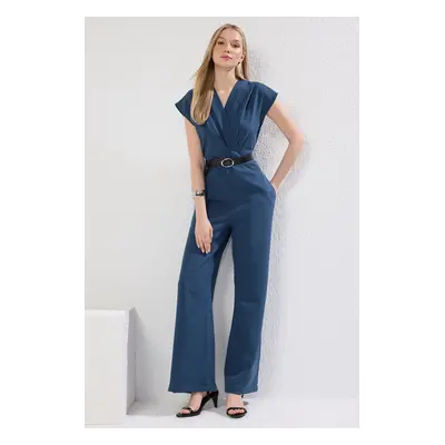 Trendyol Oil Camel Belted Double Breasted Maxi Jumpsuit Overalls