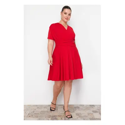 Trendyol Curve Red Double Breasted Mini Knitted Dress