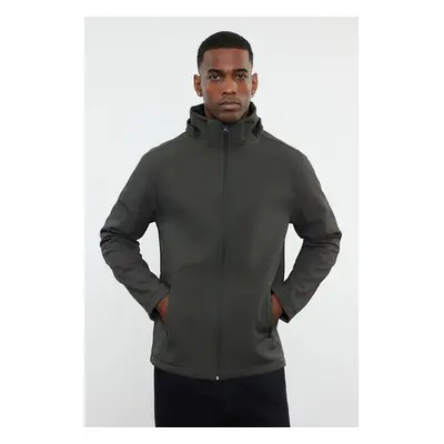 Trendyol Khaki Regular Fit Detachable Hooded Softshell Wind and Water Resistant Jacket