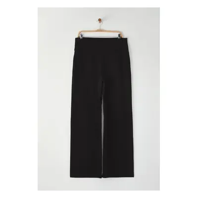 Trendyol Curve Black Thin Extra High Waist Wide Leg/Wide Cut Plus Size Trousers