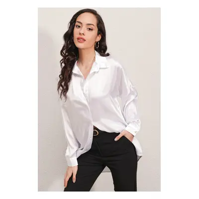 Bigdart Oversize Satin Shirt - White