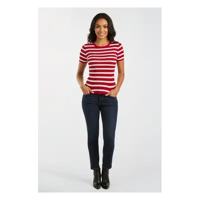 Trendyol Red Basic Striped Knit Sweater