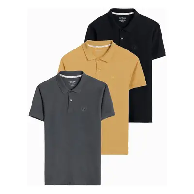 Ombre Set of men's pique knit polo shirts 3-pack