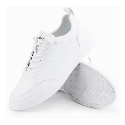 Ombre Men's monochromatic sports style shoes with stitching - white