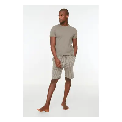 Trendyol Men's Mink Regular Fit Striped shorts Knitted Pajama Se