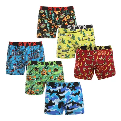 6PACK pánské boxerky Styx long art sportovní guma vícebarevné