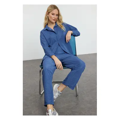 Trendyol Indigo Relaxed Cut Knit Shirt and TrousersTop-Bottom Set