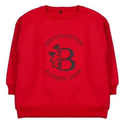 Trendyol Red Girl Seasonal-Thin Slogan Cotton Knitted Sweatshirt