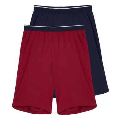 Trendyol Navy Blue- Claret Red Regular Fit 2-Pack Knitted Shorts