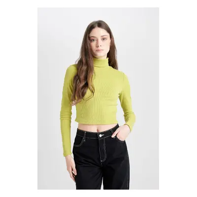 DEFACTO Coool Fitted Turtleneck Ribbed Camisole Basic Plain Long Sleeve T-Shirt