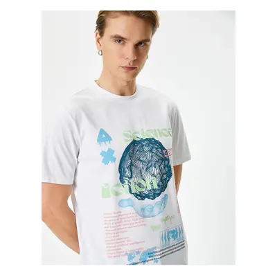 Koton Printed Cotton Crew Neck Short Sleeve T-Shirt