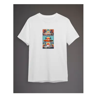 Trendyol White Car Printed Regular Cut T-shirt