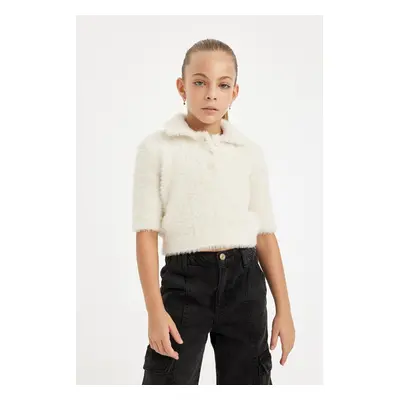 DEFACTO Girl's Polo Neck Soft Texture Short Sleeve Knitwear Sweater