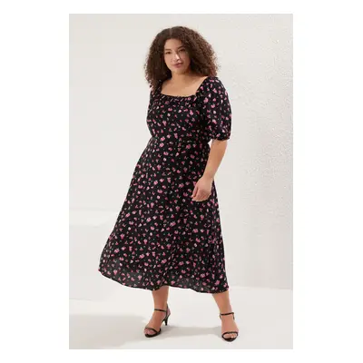 Trendyol Curve Black Shally Woven Plus Size Dress