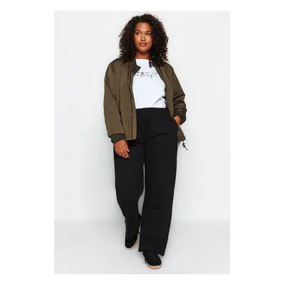 Trendyol Curve černé tepláky s vysokým pasem Basic Jogger Threads Plus Size Tepláky.