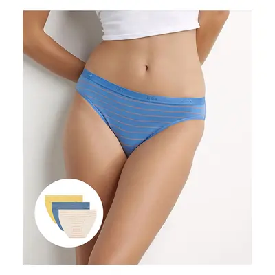 DIM LES POCKETS COTTON SLIP 3x - Women's cotton panties pcs - light blue - orange - yellow