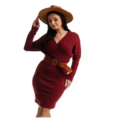 Burgundy dress Och Bella BE-BQ183.burgundy