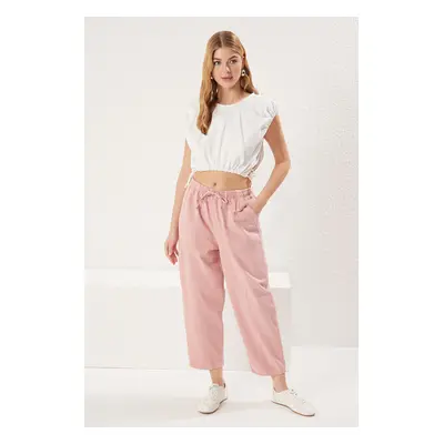 Trendyol Pale Pink Elastic Waist Balloon Leg Trousers