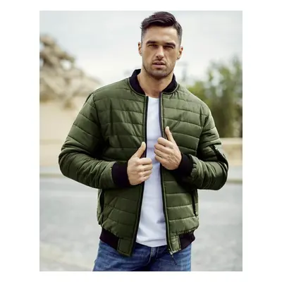 Pánská bunda prošívaná bomber jacket zelená Dstreet