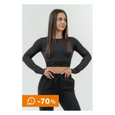 Dámské tričko Nebbia Intense Women's Long Sleeve Crop Top Perform Black