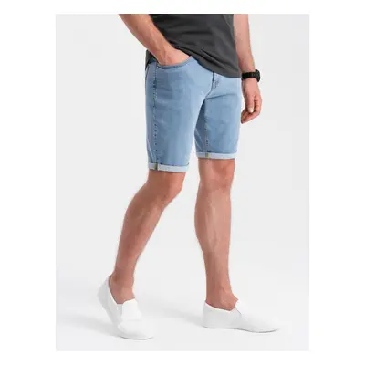 Ombre Men's denim shorts with rolled up legs - blue