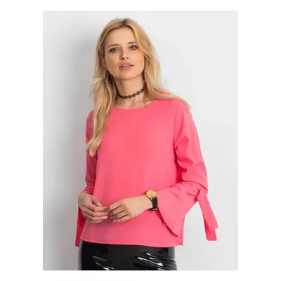 Blouse with flared tied sleeves coral