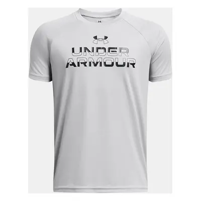 Under Armour Tričko UA Tech Split Wordmark SS-GRY - Kluci