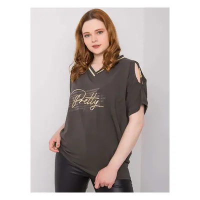 Tmavá khaki halenka plus size velikosti Richelle