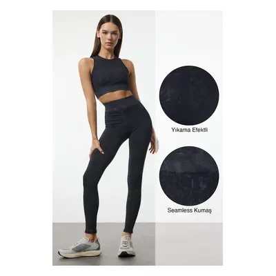 Trendyol Dark Navy Washed Seamless Full Length Knitted Sports Leggings