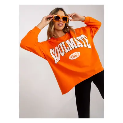 Oranžová a bílá oversized bavlněná mikina pro ženy