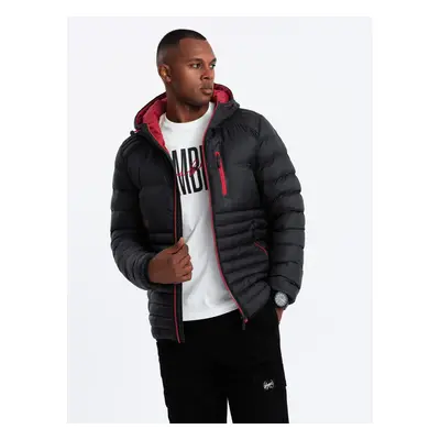 Ombre Men's quilted nylon sports style jacket - black