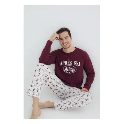 Trendyol Claret Red Regular Fit Sports Themed Knitted Pajama Set