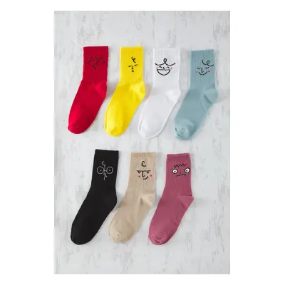 Trendyol Multicolored Unisex Pack College/Medium/Tennis Length Cotton Socks