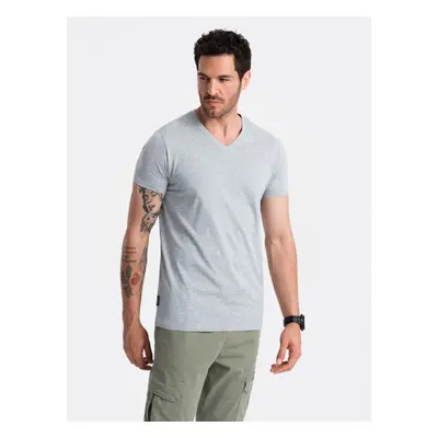 Ombre BASIC men's classic cotton tee-shirt with a crew neckline - grey melange