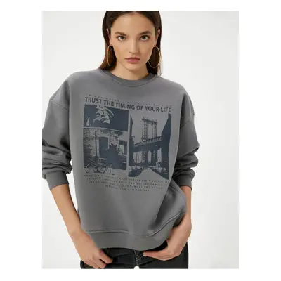 Koton Printed Sweatshirt Comfortable Fit Crew Neck Long Sleeve