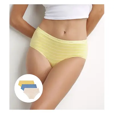 DIM LES POCKETS COTTON BOXER 3x - Women's cotton panties pcs - light blue - orange - yellow