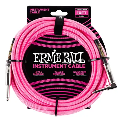 Ernie Ball 10' Braided Cable Neon Pink