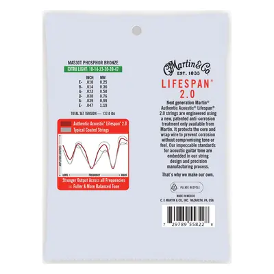 Martin Authentic Lifespan 2.0 92/8 Phosphor Bronze Extra Light